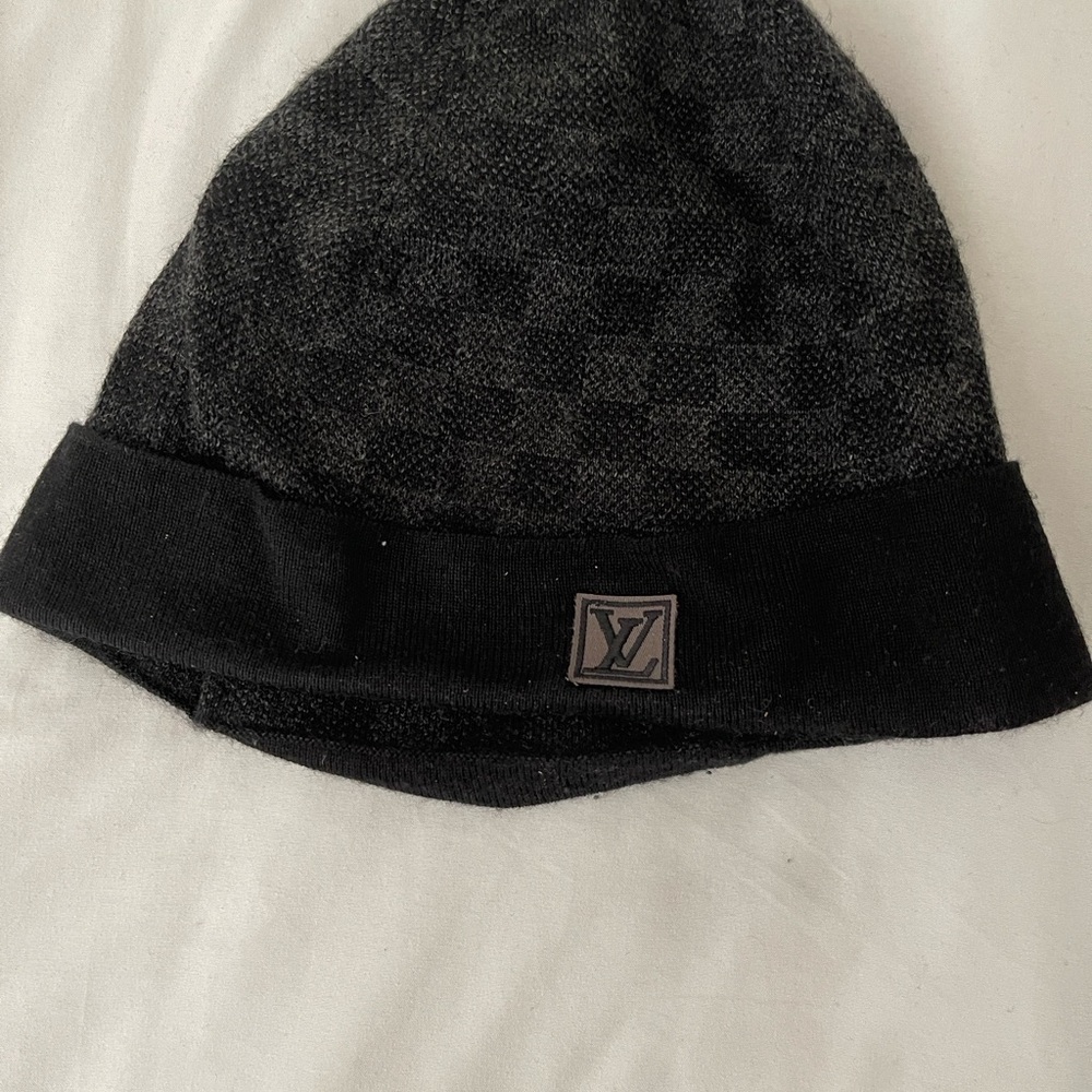 Louis Vuitton Black Checkered Beanie